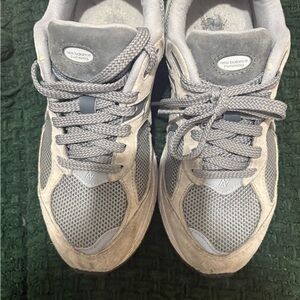 New Balance Light Gray Mesh & Suede Sneakers